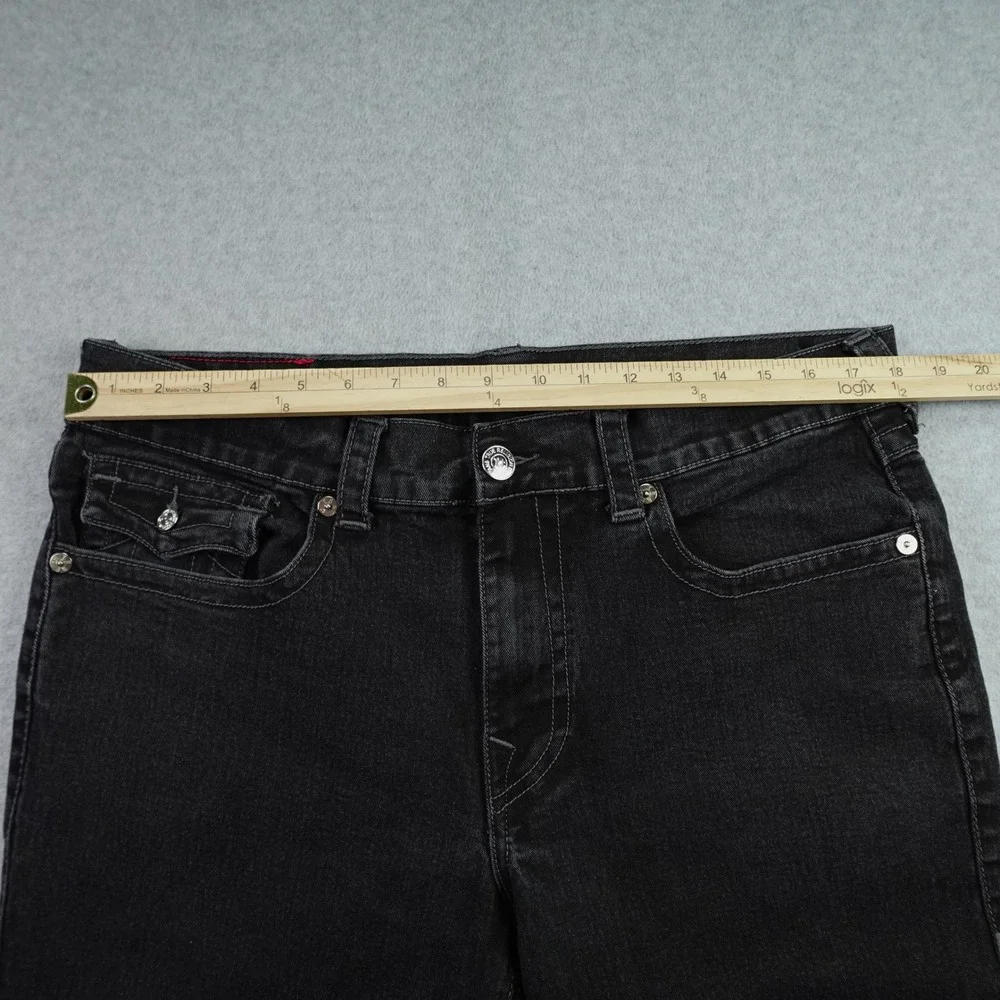 True Religion Jeans Mens 36 Black Ricky Relaxed Straight Denim Flap Pocket